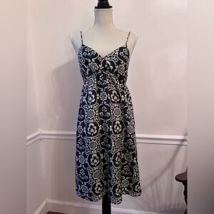 Velvet Black White 100% Silk Dress Patterned Size Small